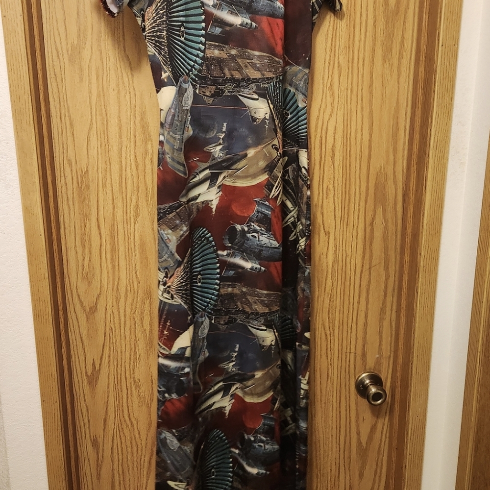 Vintage Tripp Nyc Elegant Abstract Spaceship Maxi Dress